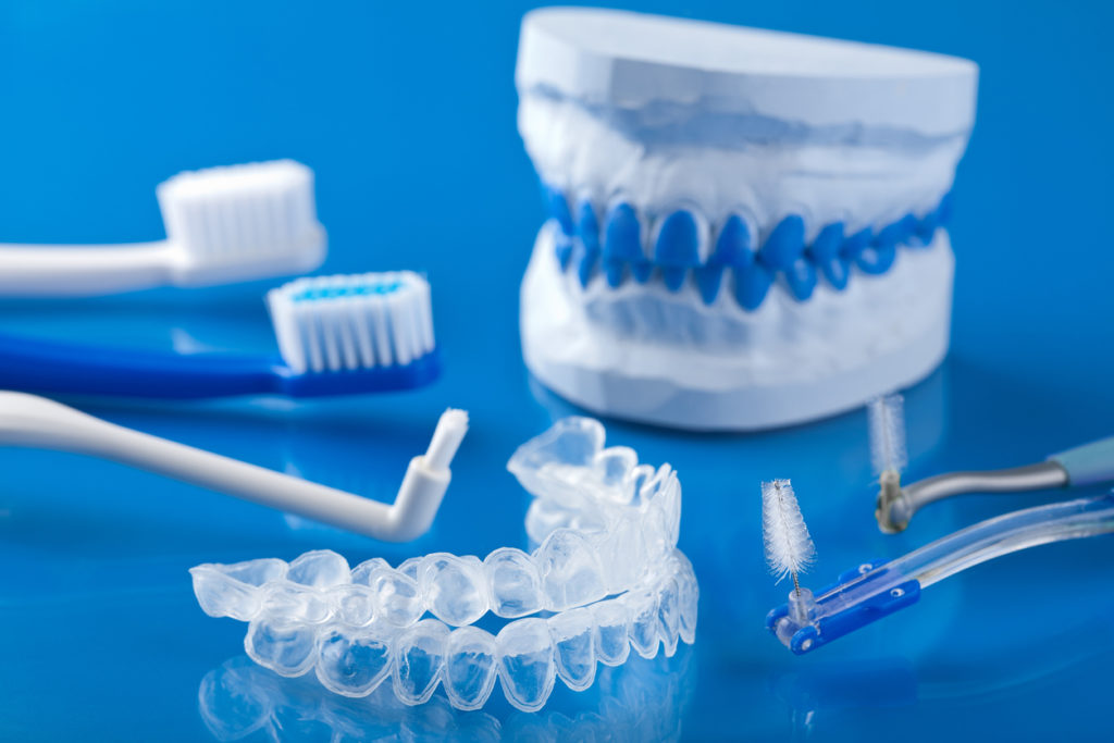 individual tooth tray for whitening and toothbrushes